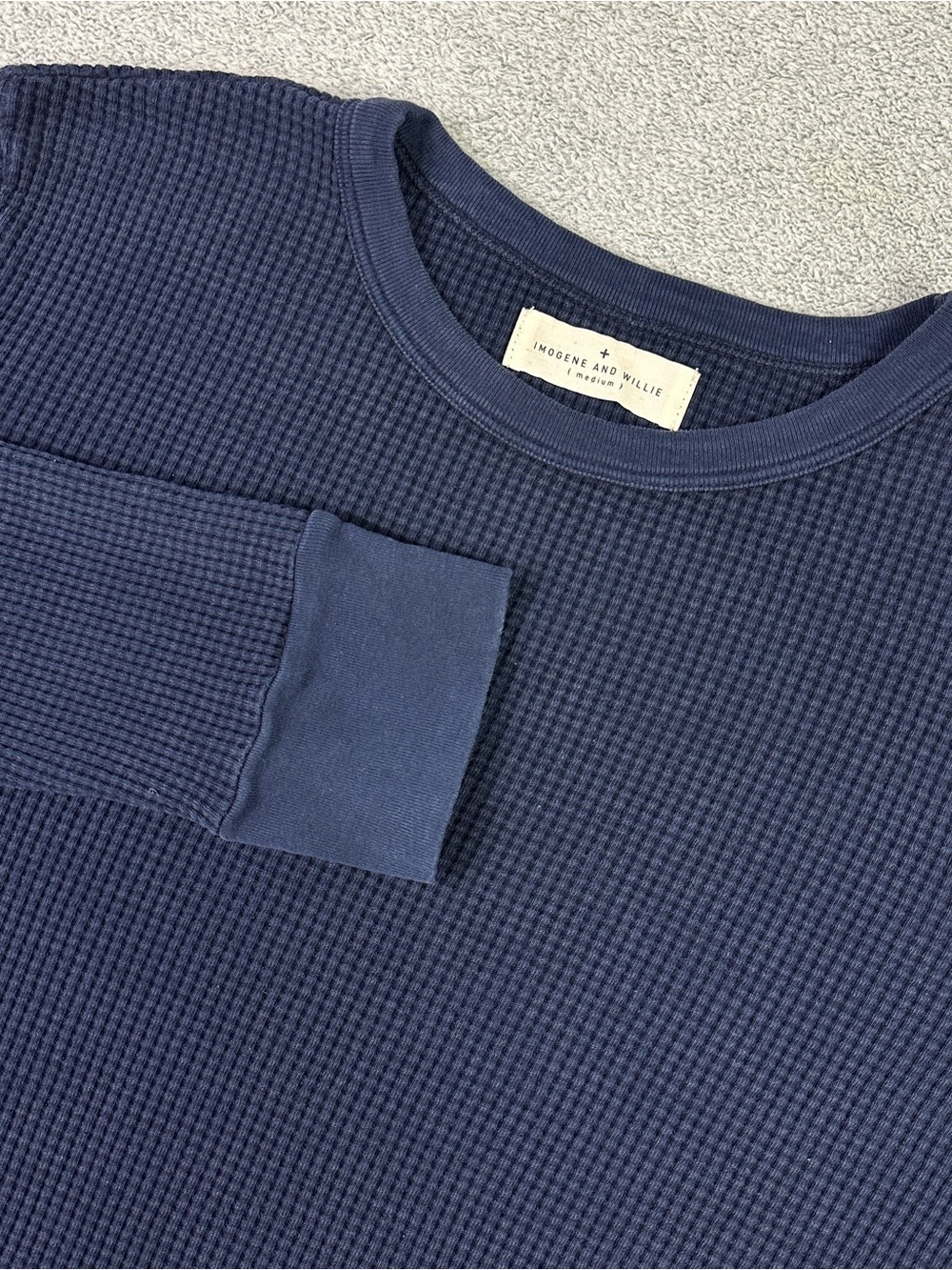 Imogene And Willie Shirt Mens M Navy Waffle Knit Thermal Stretch Made In USA